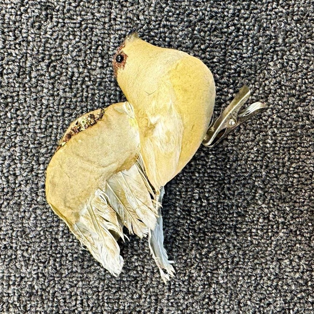 Bird Ornament Clip-On Feather Bird Figurine With Glitter Accent